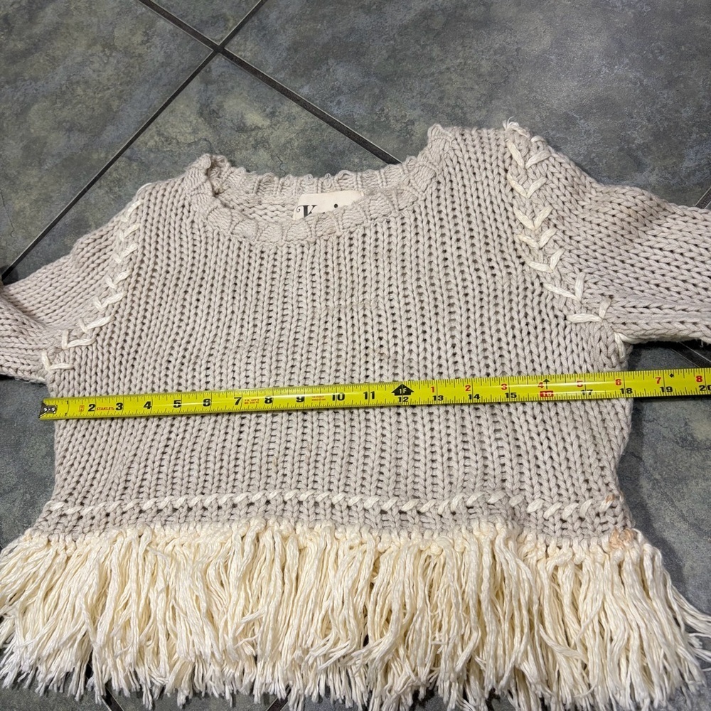 For Love & Lemons Knitz Denver Fringe Crop Sweater Sz M Boho Whimsical Grunge - Picture 11 of 13